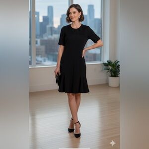 Erdem 'Regan' Black Short Sleeve Peplum Hem‎ Floral Embroidered Dress sz 8